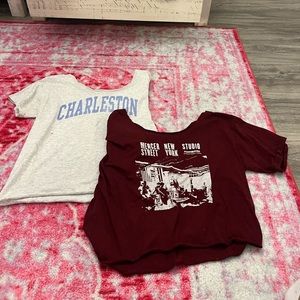 two off the  shoulder brandy melville t-shirts